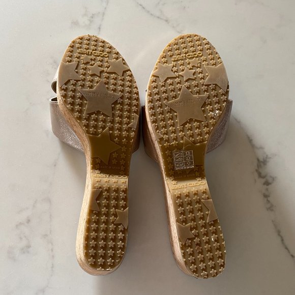 NEW jimmy choo pandora cork wedge slip on sandals